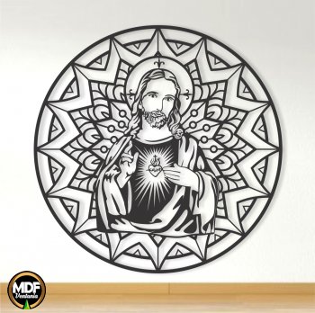 MANDALA SAGRADO CORAÇÃO DE JESUS VAZADA EM MDF