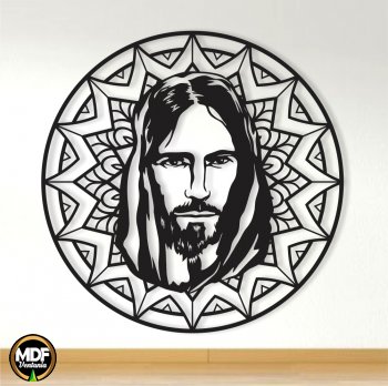 MANDALA ROSTO DE CRISTO VAZADA EM MDF