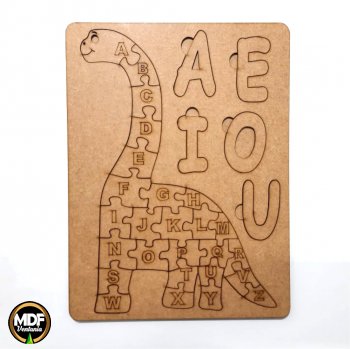 Quebra-cabeça Educativo Pedagógico Dinossauro e Vogais
