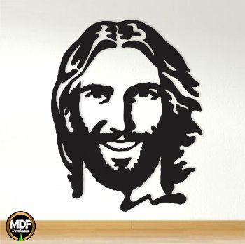 QUADRO ROSTO DE CRISTO SORRINDO VAZADO EM MDF