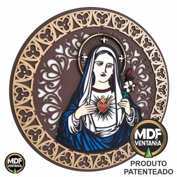 Quadro Mandala Sagrado Coração de Maria Colorida 2D