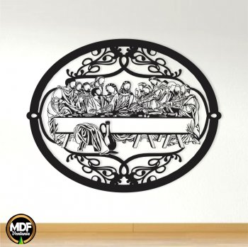 QUADRO SANTA CEIA OVAL VAZADO EM MDF