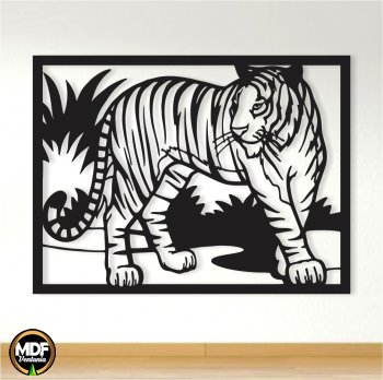 QUADRO TIGRE VAZADO EM MDF