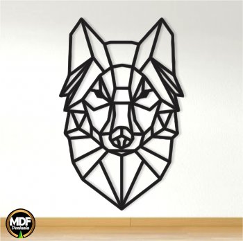 QUADRO LOBO GEOMETRICO VAZADO EM MDF