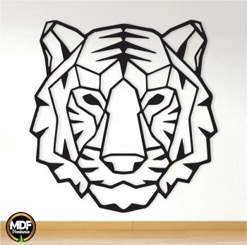 QUADRO TIGRE GEOMÉTRICO VAZADO EM MDF