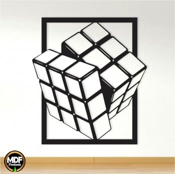 QUADRO CUBO MÁGICO VAZADO EM MDF