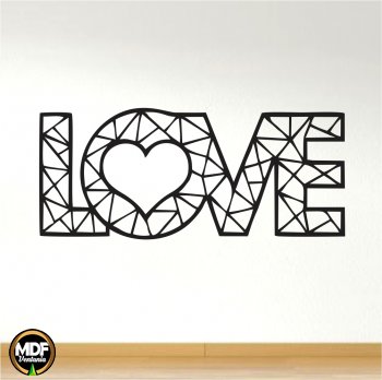 QUADRO LOVE GEOMÉTRICO VAZADO EM MDF